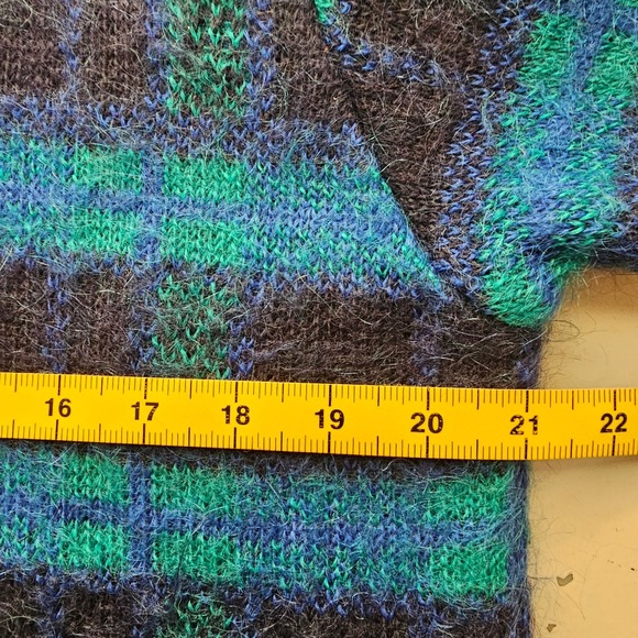 VTG Pitlochry L Mohair Blend Cardigan Blue Plaid Old Money Heritage Preppy UK - Picture 6 of 10